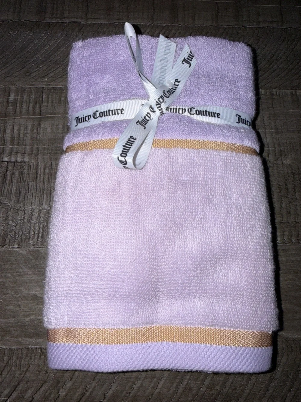 Juicy Couture Lavender Hand Towels with Gold Accent - New